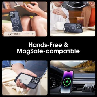 CASEKOO Designed for iPhone 14 Pro Max Case with Magnetic Invisible Stand [Military Drop Protection] [Compatible with MagSafe] Shockproof Slim Matte Translucent Promax Case 6.7 Inch, Black - 이미지 4