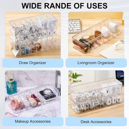 Tatuo 4 Pcs Cable Organizer with 40 Wire Ties, Clear Plastic Cord Charger Storage Box with Clear Lid for Home Office Desk Organization and Accessories - 이미지 7