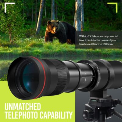 High-Power 420-1600mm f/8.3 Manual Telephoto Zoom Lens for Canon EOS R, EOS R3, EOS R5, EOS R6, EOS R6 II, EOS R7, EOS R8, EOS R10, EOS R50, EOS R100, EOS RP Mirrorless Cameras - 이미지 3