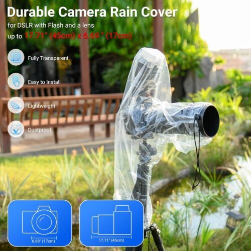 2 Pack 18" Long Camera Lens Rain Cover Raincoat with Flash Dust Sleeve Protector for Canon EOS R5 R6 Rp 5D 6D 7D 90D 80D 77D 70D Nikon Z7II Z6II Z5 Z50 D850 D810 D780 D750 D610 D500 D3500 D5600 D7500 - 이미지 2