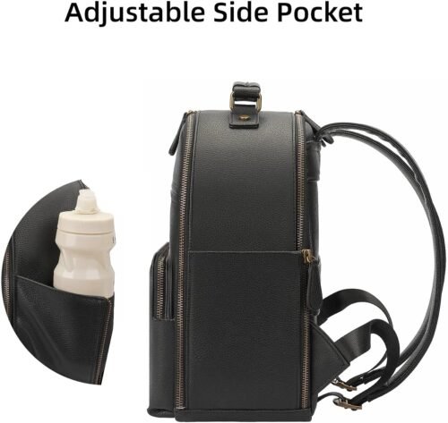 Camera Backpack Classic PU Leather for DSLR, Professional Camera Bag for Photographers with 11 Inch Pad/Tablet Compartment Small 10L Black - 이미지 4