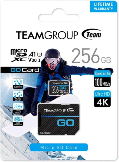TEAMGROUP GO Card 256GB x 5 PACK Micro SDXC UHS-I U3 V30 4K for GoPro & Drone & Action Cameras High Speed Flash Memory Card with Adapter for Outdoor Sports, 4K Shooting, Nintendo-Switch TGUSDX256GU363 - 이미지 8