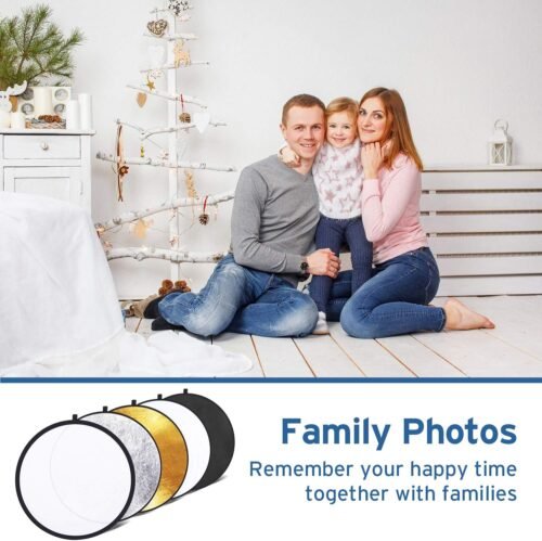 Etekcity 24" (60cm) 5-in-1 Photography Reflector, Multi-Disc Light Reflectors for Photography, Collapsible with Bag - Translucent, Silver, Gold, White and Black - 이미지 8