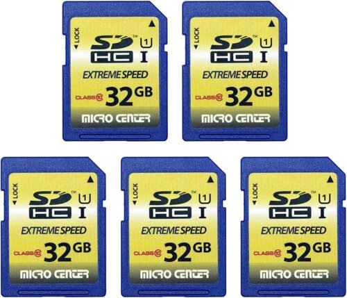32GB Class 10 SDHC Flash Memory Card Full Size SD Card USH-I U1 Trail Camera Memory Card by Micro Center (5 Pack)