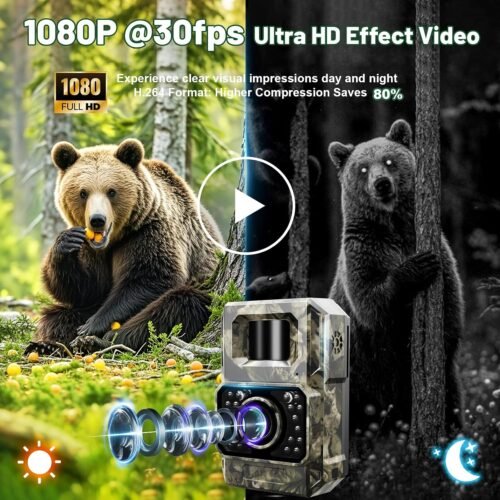 MAXDONE Trail Camera Bluetooth Game Camera, 2000mAh Built-in Battery Rechargeable Power Hunting Cameras with Night Vision Trail Cam Bluetooth 48MP Wildlife Cameras Wi-Fi Deer Cams (No Screen) - 이미지 4
