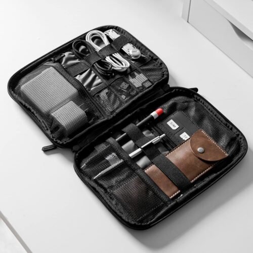 BAGSMART Electronics Travel Organizer Case, Tech Accessories Cord Storage Bag for Phone, Power Bank, SD Card, Cables, Black - 이미지 7