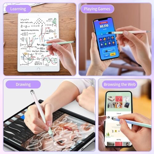 Stylus Pen for Touchscreen (4Pcs), 2 in 1 Stylus Pen for iPad, High Precision and Sensitivity Rubber Tips and Disc Compatible with iPad/iPhone/Android Tablets and All Touch Screens Devices (Light) - 이미지 5
