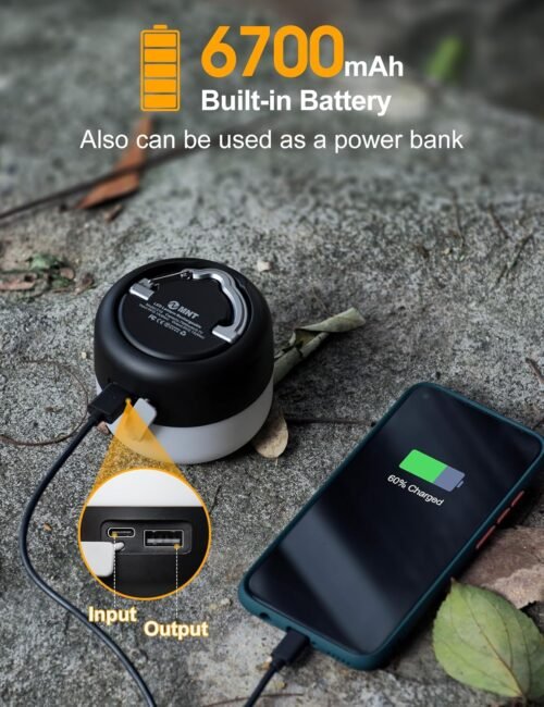 LED Camping Lantern Rechargeable 1000LM, Up to 300H Running Time Camping Tent Light, 6700mAh Emergency Hanging Light for Hurricane, Power Outages, Home, Hiking, Water-Resistant, Black - 이미지 2