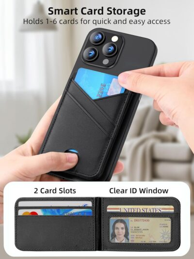 TopMade for MagSafe Wallet, Works with Apple Find My, Magnetic Wallet for iPhone 16/15/14/13/12 Series, for iPhone Wallet Stand with Finder Tracker, 6 Card Holder, RFID Blocking, Slim, Black - 이미지 7
