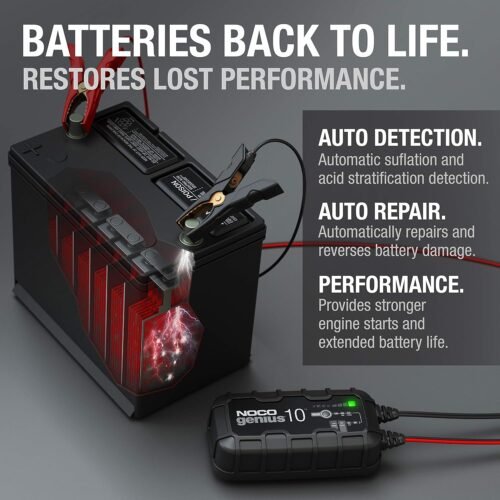 NOCO GENIUS10, 10A Smart Car Battery Charger, 6V and 12V Automotive Charger, Battery Maintainer, Trickle Charger, Float Charger and Desulfator for Motorcycle, ATV, Lithium and Deep Cycle Batteries - 이미지 6