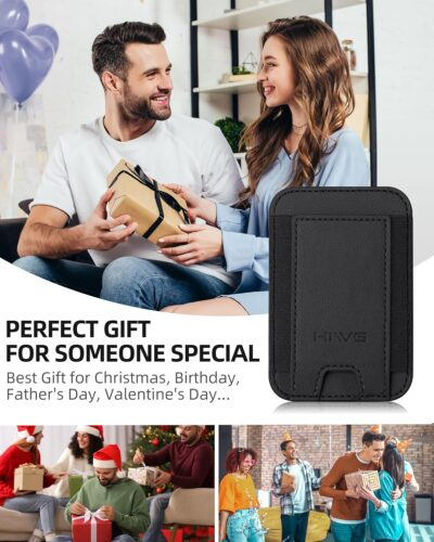 for MagSafe Wallet, Strongest Magnetic Wallet for iPhone 16/15/14/13/12 Series, 7 Cards Holder, Magnetic Phone Wallet, Leather Minimalist Slim RFID for iPhone Wallet, 1 Slot, Black & Black - 이미지 9