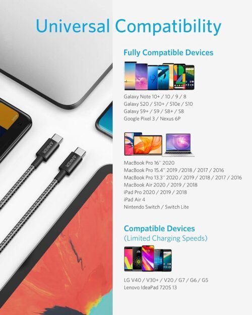 Anker USB C to USB C Cable, Type C Charging Cord Fast Charge(10FT,100W), for iPhone 16/16 pro, MacBook and More(USB 2.0,Black) - 이미지 5