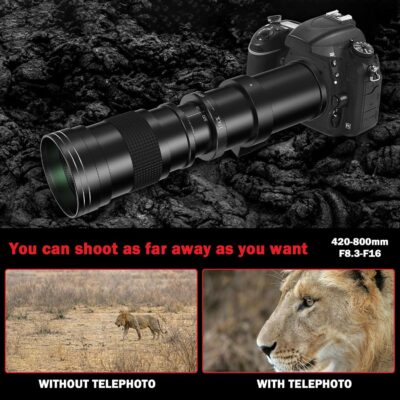 Telephoto Lens 420-800mm, EF Lens for Canon, Super Telephoto Lens + T-Mount for Canon EOS Rebel SL3 SL2 T8i T7i T7 T6 T6s T6i 1D 5D 6D 90D 80D 77D 4000D DSLR Camera Lenses - 이미지 4