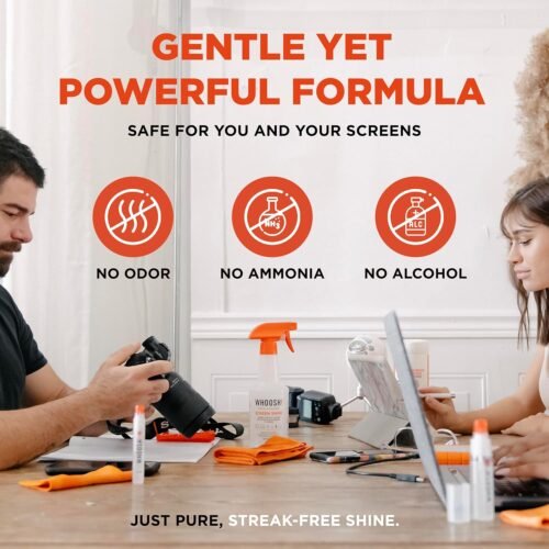 WHOOSH! Screen Shine Pro 16.9 fl oz Refillable TV Screen Cleaner with Microfiber Cloth - Streak-Free Cleaner for Flat Screen, OLED TV, LCD, Smart TV, and Monitors - Non-Toxic and Odorless Formula - 이미지 6