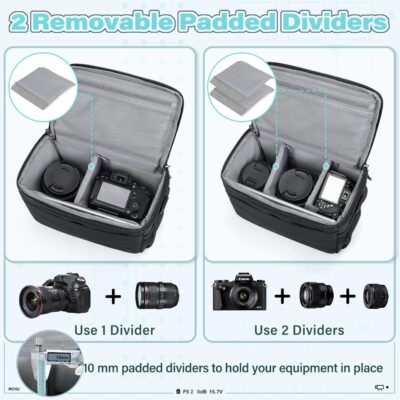 RAINSMORE Camera Bag for DSLR SLR Mirrorless Camera,Small Camera Sling Bag for Photographers Waterproof Camera Case with Tripod Holder Compact Camera Bag Crossbody with Rain Cover Black - 이미지 4