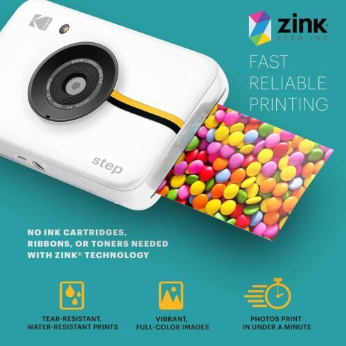 Kodak Step Camera Instant Camera with 10MP Image Sensor, ZINK Zero Ink Technology, Classic Viewfinder, Selfie Mode, Auto Timer, Built-in Flash & 6 Picture Modes | White. - 이미지 6