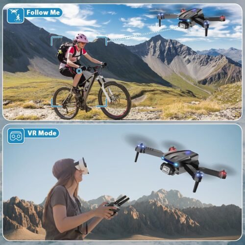 Drone with Camera 1080P for Kids Adults, Foldable HD FPV Mini Drone with 2 Batteries, One Key Take Off/Land, Altitude Hold, Headless Mode, 360°Flip, Gravity Control, Gestures Selfie, 3 Speed Mode, Waypoint Fly - 이미지 7