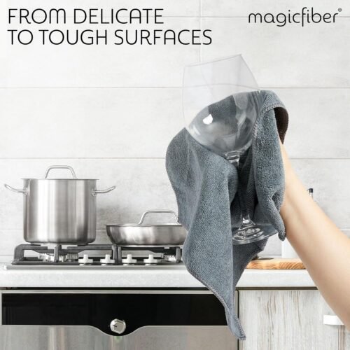 MagicFiber Microfiber Cleaning Cloth - 12 Pack, Large 13" x13” Highly Absorbent Streak-Free Micro Fiber Cleaning Rags Towels for House, Car, Windows, Housekeeping, Household Dusting, Kitchen - 이미지 5