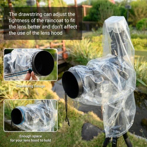 2 Pack 18" Long Camera Lens Rain Cover Raincoat with Flash Dust Sleeve Protector for Canon EOS R5 R6 Rp 5D 6D 7D 90D 80D 77D 70D Nikon Z7II Z6II Z5 Z50 D850 D810 D780 D750 D610 D500 D3500 D5600 D7500 - 이미지 3