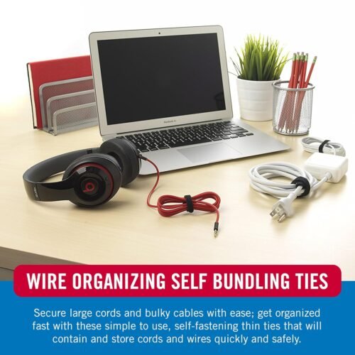 VELCRO Brand 150pk Cable Ties Value Pack | Replace Zip Ties with Reusable Straps, Reduce Waste | For Wire Management and Cord Organizer | 8 x 1/2" Thin Pre-Cut Design, Black and Gray - 이미지 3