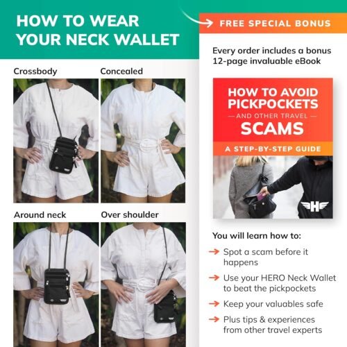 HERO Neck Wallet, RFID Blocking Passport Holder - Easy to Conceal and Pouch - 이미지 6