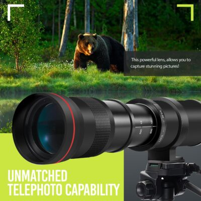 BM High-Power 420-800mm HD Manual Telephoto Zoom Lens Compatible with Canon EOS 80D, EOS 90D, Rebel T3, T3i, T5, T5i, T6i, T6s, T7, T7I, T8I, SL3, EOS 70D, EOS 5D, EOS5D IV, EOS 6D II, EOS 7D II - 이미지 3