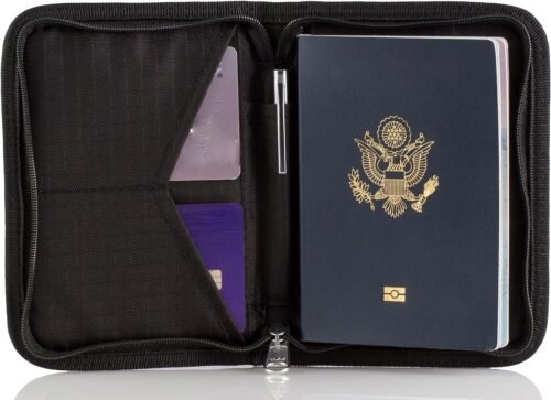 Passport Holder & Travel Wallet with RFID Blocking - Premium Document Organizer Case for Men and Women - Holds Passports, Cards, Tickets, ID, Cash - Compact Zippered Wallet - Midnight