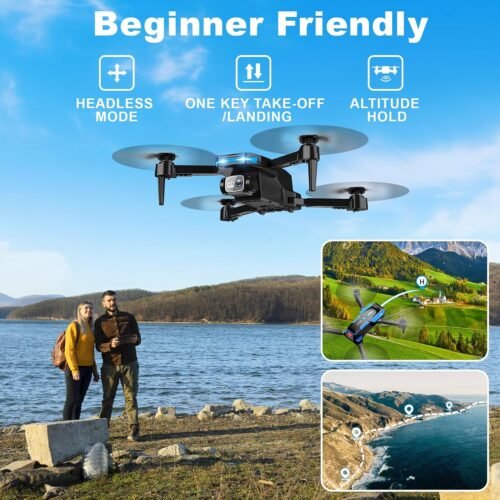 Drone with 1080P Camera - Foldable Remote Control Quadcopter with Voice Gesture Control, 3D Flip, One Key Start, Emergency Stop, 2 Batteries, Easier to use, Toy for Kids Adult Beginners - 이미지 3