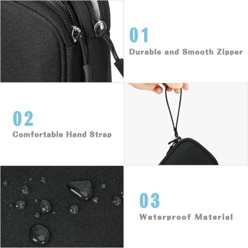 FYY Travel Cable Organizer Pouch Electronic Accessories Carry Case Portable Waterproof Double Layers All-in-One Storage Bag for Cord, Charger, Phone, Earphone Black - 이미지 5