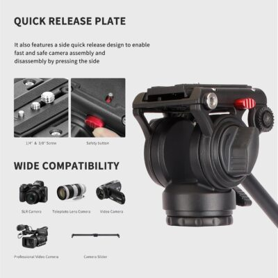 Avella CD324 Carbon Fiber Video Monopod Kit, with Fluid Head and Removable feet, 71 Inch Max Load 13.2 LB for Canon Nikon Sony Olympus Panasonic DSLR Camera - 이미지 6