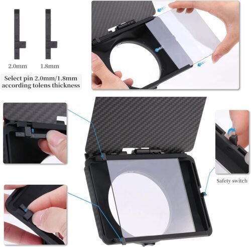 Fotga Mini Lightweight 4x4 4x5.65 Clip-on Lens Matte Box +15mm Rod Clamp for DSLR Mirrorless Camera A7 A7R A7S II III IV Z6 Z7 II R3 R5C M6 M50 GH6 BMPCC 4K 6K,Compatible 67mm 72mm 77mm 82mm Lens - 이미지 5