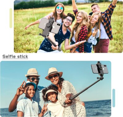 Universal Phone Tripod Mount Adapter with Ｗireless Camera Remote , Cell Phone Holder with Adjustable Clamp for Selfie Stick Monopod Compatible with iPhone, Samsung and so on , Wrist Strap Included - 이미지 7