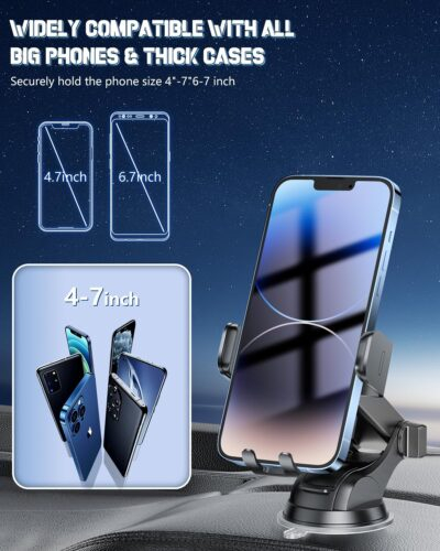 Wireless Car Charger, Fast Charging Phone Holder 3 in 1 Phone Mount Auto Clamping Car Accessories Compatible with iPhone 16 15 14 13 12 11 Xs XR, Samsung S23 Ultra S22 S21 S20/S10+ S9+ Note 9 - 이미지 6