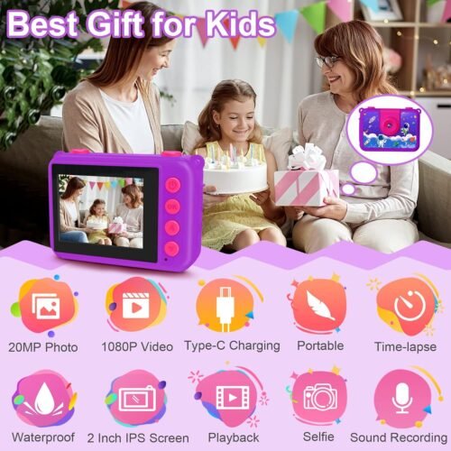 GKTZ Kids Camera - Waterproof Underwater Camera for Kids, Christmas Birthday Gifts for Girls Age 3-12, 1080P HD Children Digital Action Camera, Pool Toys for Kids Age 4-12 - 이미지 2