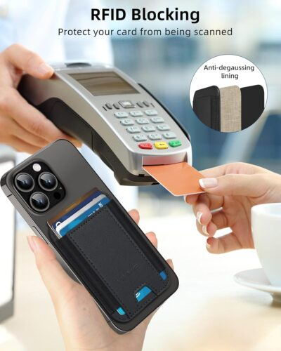 for MagSafe Wallet, Strongest Magnetic Wallet for iPhone 16/15/14/13/12 Series, 7 Cards Holder, Magnetic Phone Wallet, Leather Minimalist Slim RFID for iPhone Wallet, 1 Slot, Black & Black - 이미지 4