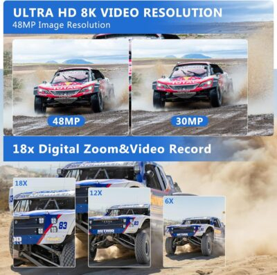 Video Camera 8k Camcorder 48MP UHD WiFi IR Night Vision Vlogging Camera for YouTube, 18X Digital Zoom 3.0“ LCD Screen Digital Camera with Microphone, 32G SD Card, Remote Control and 2 Batteries - 이미지 3