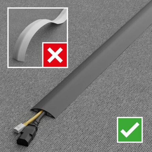 D-Line 6ft Floor Cord Cover, Cable Channel, Protect Cords, Prevent Trips - 0.63" W x 0.31" H - Gray - 이미지 7