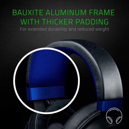 Razer Kraken Gaming Headset: Lightweight Aluminum Frame - Retractable Noise Isolating Microphone - for PC, PS4, PS5, Switch, Xbox One, Xbox Series X & S, Mobile - 3.5 mm Headphone Jack - Black/Blue - 이미지 5