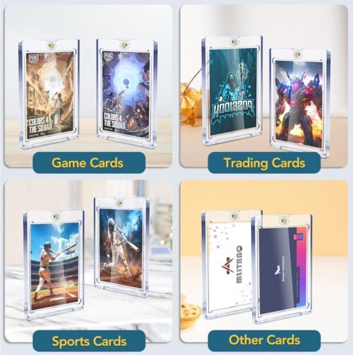 20 PCS Magnetic Card Holder, 35pt One Touch Card Holder for Baseball Cards,U-V Protection Hard Plastic Magnetic Card Case,Cards Holder for Sports Cards, Trading Card Display, Game Card Protector - 이미지 6