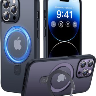 CASEKOO Designed for iPhone 14 Pro Max Case with Magnetic Invisible Stand [Military Drop Protection] [Compatible with MagSafe] Shockproof Slim Matte Translucent Promax Case 6.7 Inch, Black