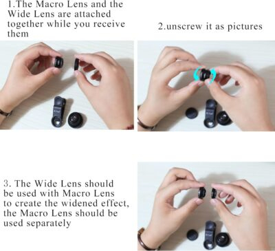 Phone Lens,by Ailun,3 in 1 Clip on 180 Degree Fish Eye Lens+0.65X Wide Angle+10X Macro Lens,Universal HD Camera Lens Kit for Mobile Phone,Cellphone,Smart Phone - 이미지 7