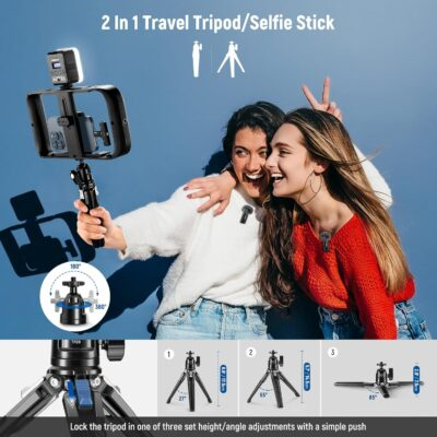 NEEWER Vlogging Kit for Phone with RGB LED Light/Lavalier Wireless Microphone System/Mini Table Tripod/Phone Cage Video Rig, Content Creator Essentials for iPhone Android Podcast YouTube, PA049 - 이미지 7