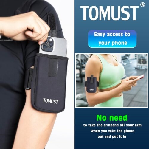 Phone Holder with Three Strap, Lightweight Arm Band with Reflective Logo, Elastic Armband Sleeve with Case Fits iPhone and Android, Use for Running, Hiking, Fitness and Workouts, Women/Men - 이미지 2