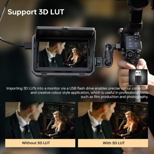 VILTROX DC-X2 6'' Touchscreen Full HD IPS Camera Monitor, 2000 nits 4K HDMI in/Out Video Field Monitor Kit with Sunshade Hood, 3D LUT, Waveform, Histogram & Vectorscope Tools, Black - 이미지 4