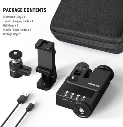 Neewer Motorized Camera Dolly Kit with App Control, Ultra Silent Motor, Compatible with iPhone Android Smartphone DSLR Camera, Max Load 6.6lb/3kg, DL200（for Smooth Floors and Desktops Only） - 이미지 9