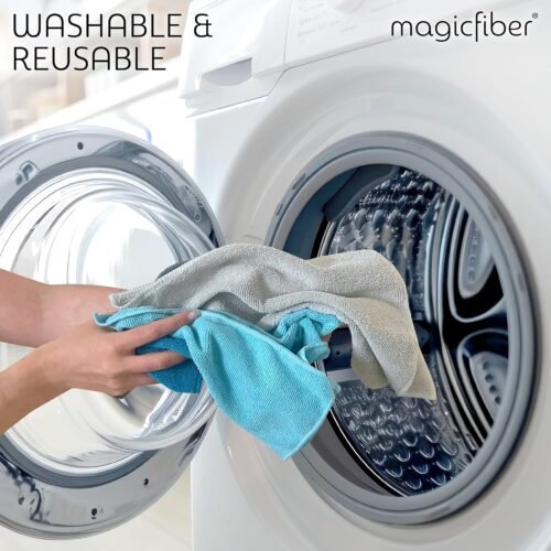 MagicFiber Microfiber Cleaning Cloth - 12 Pack, Large 13" x13” Highly Absorbent Streak-Free Micro Fiber Cleaning Rags Towels for House, Car, Windows, Housekeeping, Household Dusting, Kitchen - 이미지 6