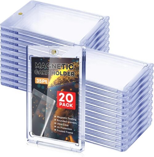 20 PCS Magnetic Card Holder, 35pt One Touch Card Holder for Baseball Cards,U-V Protection Hard Plastic Magnetic Card Case,Cards Holder for Sports Cards, Trading Card Display, Game Card Protector