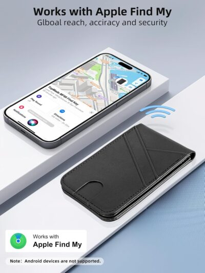 TopMade for MagSafe Wallet, Works with Apple Find My, Magnetic Wallet for iPhone 16/15/14/13/12 Series, for iPhone Wallet Stand with Finder Tracker, 6 Card Holder, RFID Blocking, Slim, Black - 이미지 2