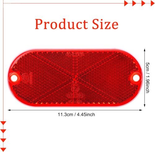 10 Pack Front Reflector Oval Reflector for Driveway Fence Gate Posts Trailers Safety Reflectors Automobiles Boats Mailboxes Reflector with Center Mounting Hole (Red) - 이미지 3