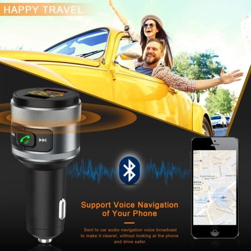 Bluetooth 5.3 FM Transmitter for Car, 3.0 Wireless Bluetooth FM Radio Adapter Music Player FM Transmitter/Car Kit with Hands-Free Calling and 2 USB Ports Charger Support USB Drive - 이미지 6